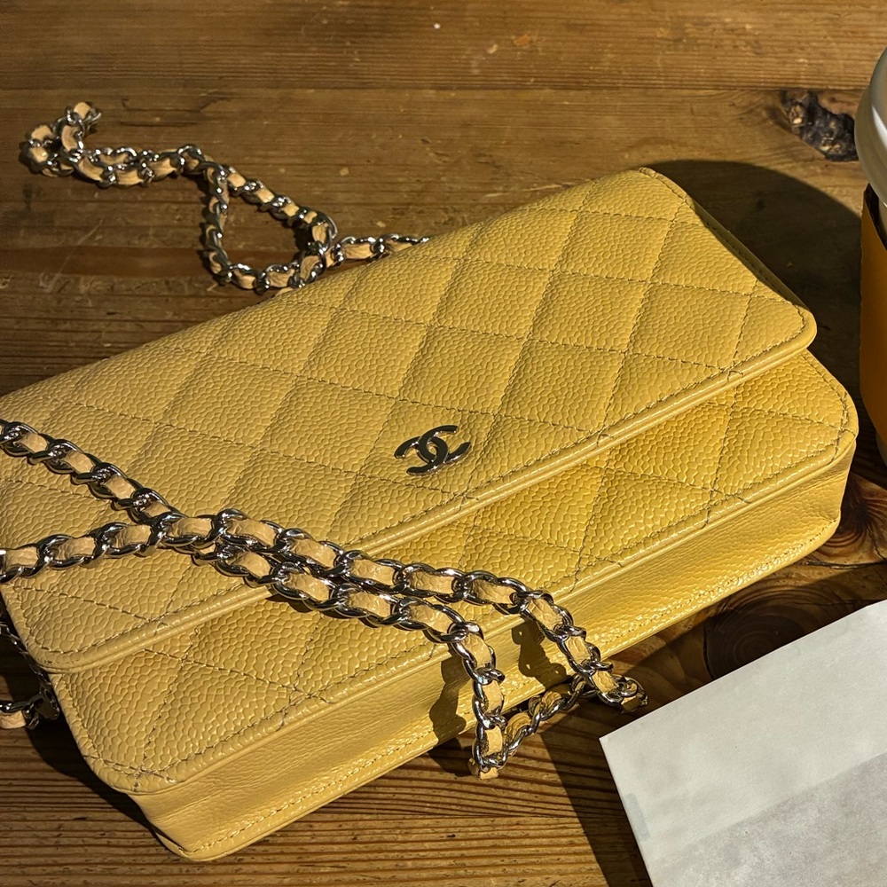 Chanel Yellow Crossbody Quilted Leather Bag